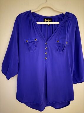 Yumi Kim Cobalt Blue V-Neck Button Pocket Tunic